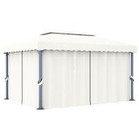 Pavillon med gardin 4x3 m aluminium cremefarvet