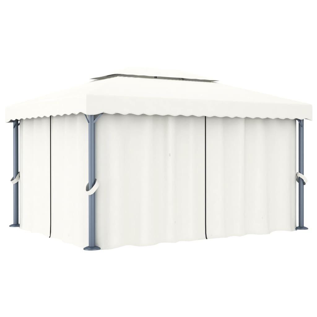 Pavillon med gardin 4x3 m aluminium cremefarvet