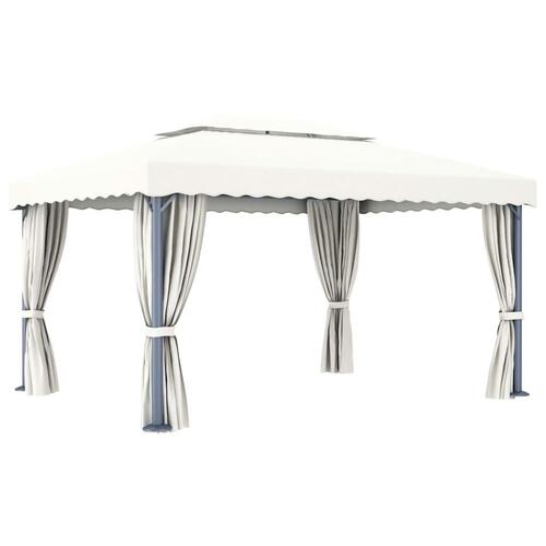 Pavillon med gardin 4x3 m aluminium cremefarvet