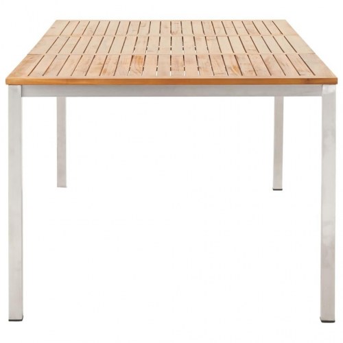 Havespisebord 200x100x75 cm massivt akacietræ og rustfrit stål