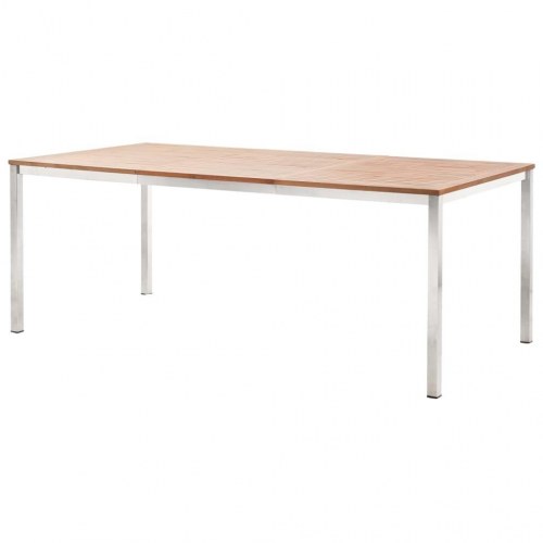 Havespisebord 200x100x75 cm massivt akacietræ og rustfrit stål