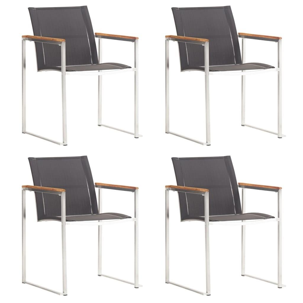 Havestole 4 stk. textilene og rustfrit stål grå