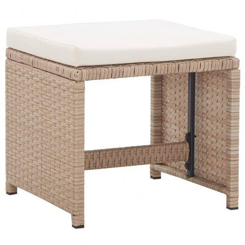 Havetaburetter med hynder i polyrattan, 2 stk. - beige/creme