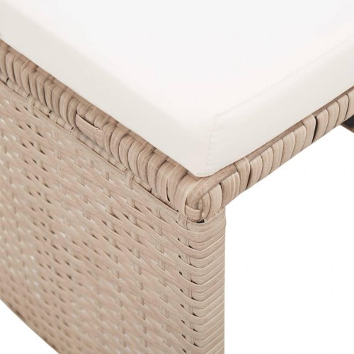 Havetaburetter med hynder i polyrattan, 2 stk. - beige/creme