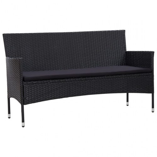3-personers havesofa med hynder polyrattan sort
