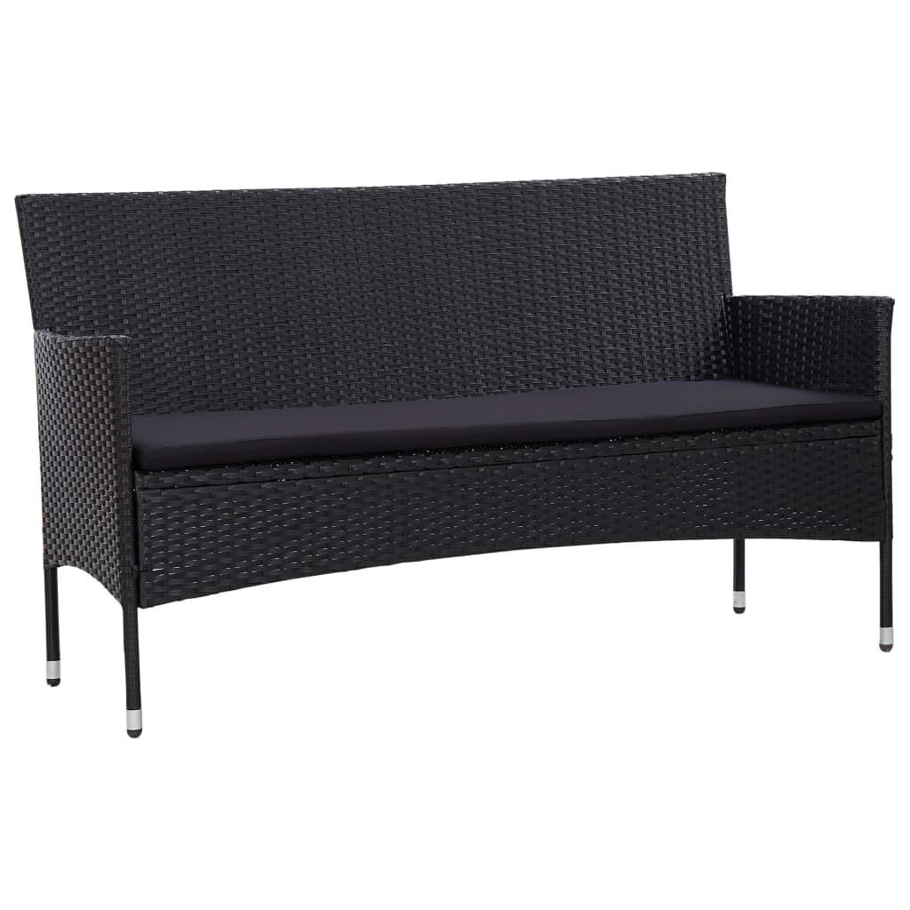 3-personers havesofa med hynder polyrattan sort