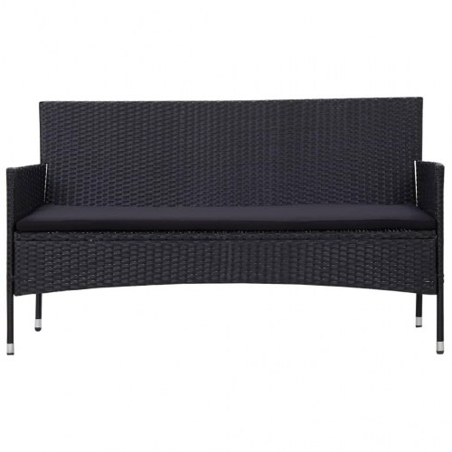3-personers havesofa med hynder polyrattan sort