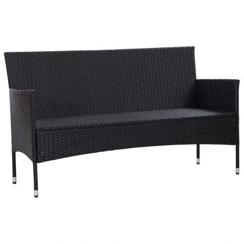 3-personers havesofa med hynder polyrattan sort