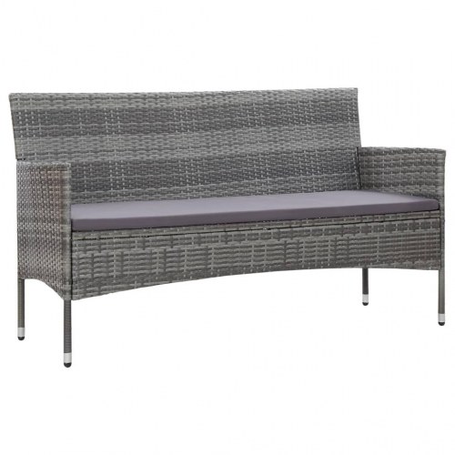 3-personers havesofa med hynder grå polyrattan