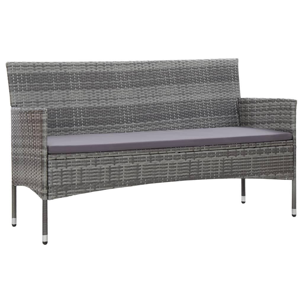 3-personers havesofa med hynder grå polyrattan