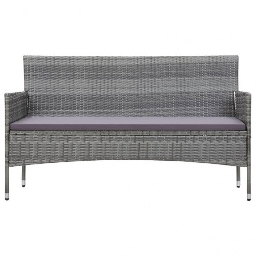 3-personers havesofa med hynder grå polyrattan