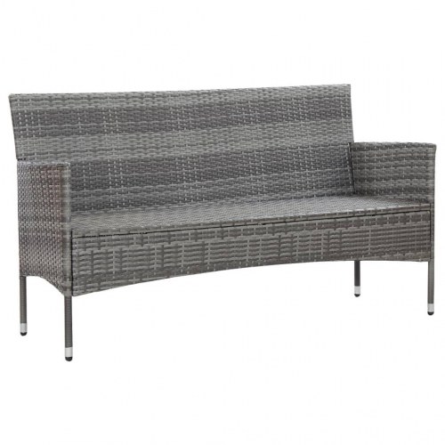 3-personers havesofa med hynder grå polyrattan