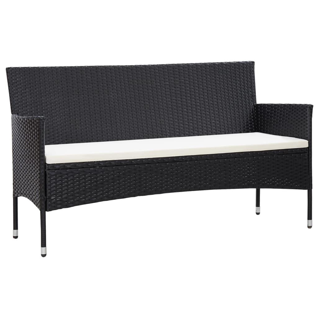 3-personers havesofa med hynder polyrattan sort