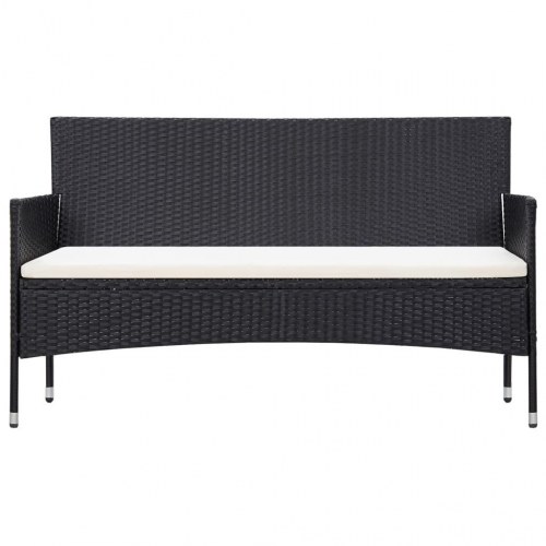 3-personers havesofa med hynder polyrattan sort