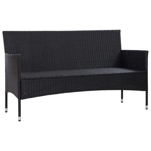3-personers havesofa med hynder polyrattan sort