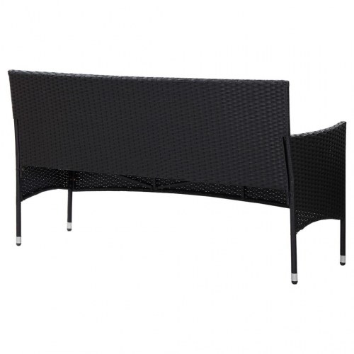 3-personers havesofa med hynder polyrattan sort