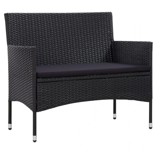 Havebænk 103 cm polyrattan sort