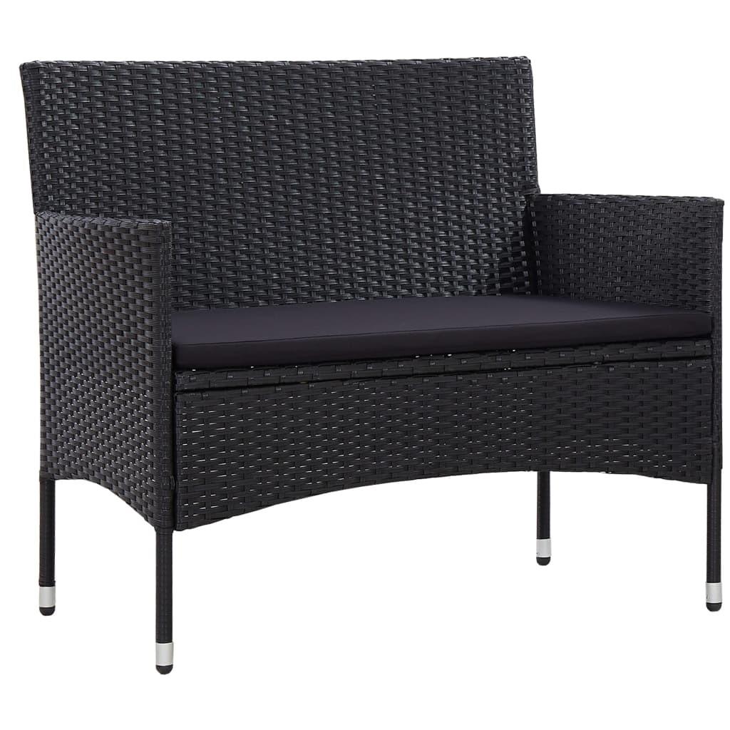Havebænk 103 cm polyrattan sort