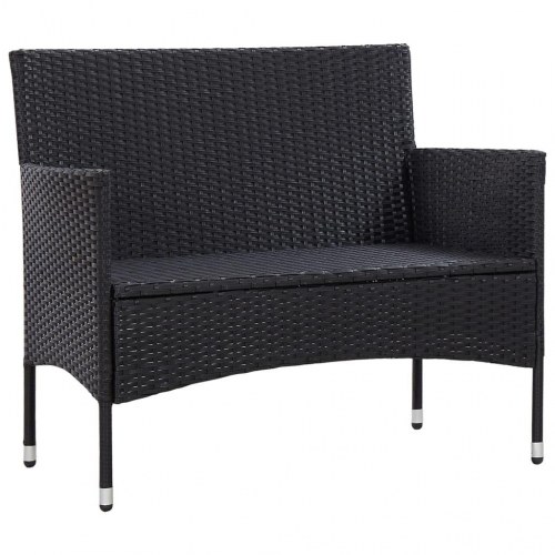 Havebænk 103 cm polyrattan sort