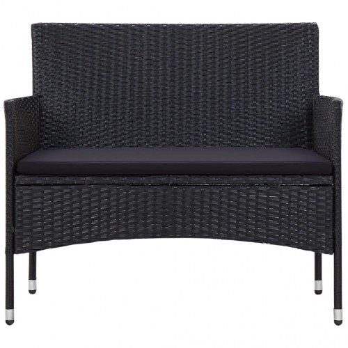 Havebænk 103 cm polyrattan sort