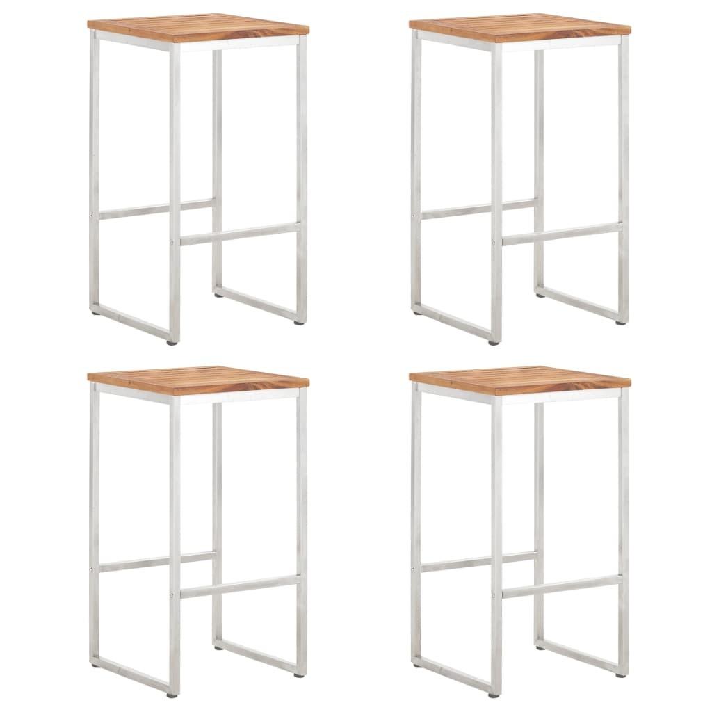 Barstole 4 stk. massivt akacietræ og rustfrit stål