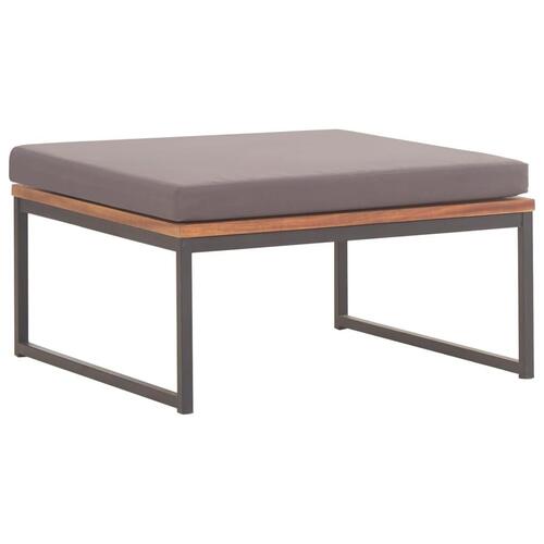Fodskammel med hynde 66x66x36 cm massivt akacietræ mørkegrå