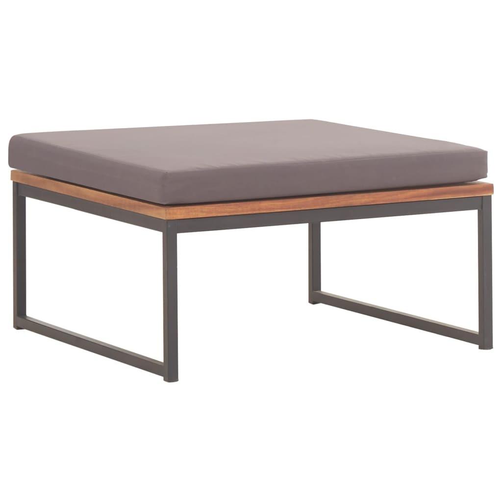 Fodskammel med hynde 66x66x36 cm massivt akacietræ mørkegrå