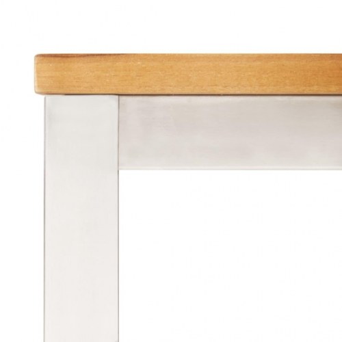 Havespisebord 150x150x75 cm massivt teaktræ og rustfrit stål