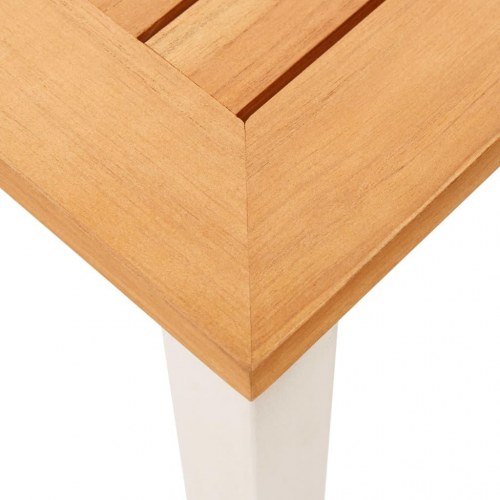 Havespisebord 150x150x75 cm massivt teaktræ og rustfrit stål