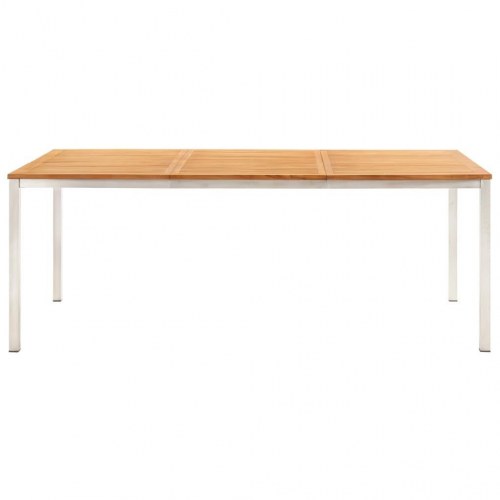Havespisebord 200x100x75 cm massivt teaktræ og rustfrit stål