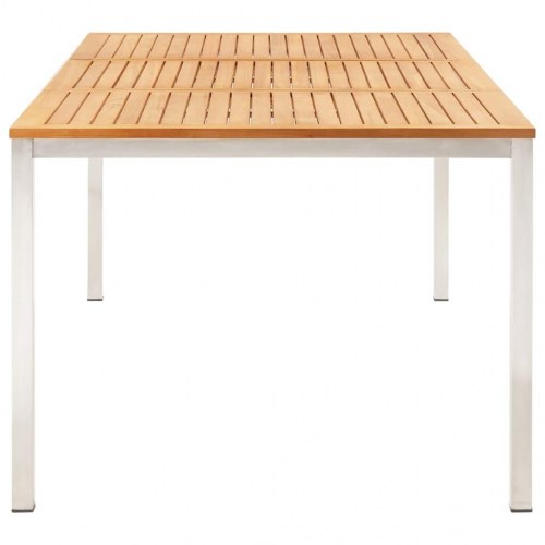 Havespisebord 200x100x75 cm massivt teaktræ og rustfrit stål