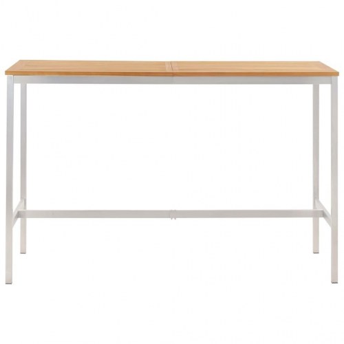 Barbord 160x60x105 cm massivt teaktræ og rustfrit stål