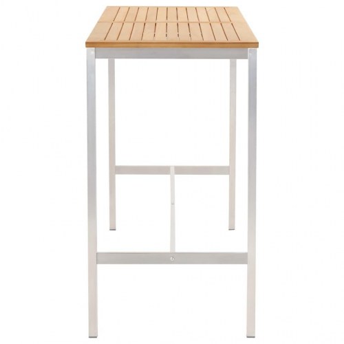 Barbord 160x60x105 cm massivt teaktræ og rustfrit stål