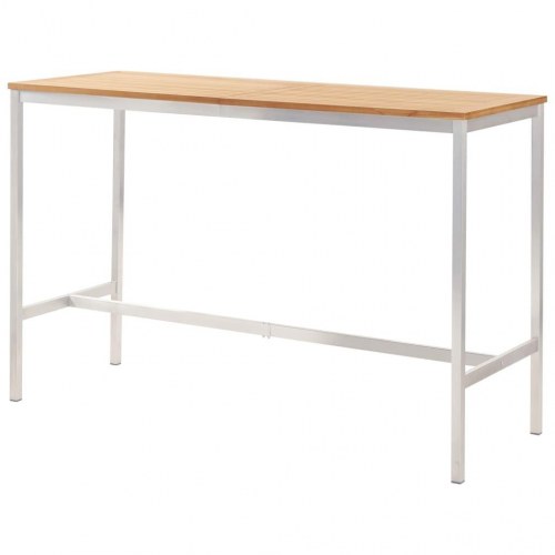 Barbord 160x60x105 cm massivt teaktræ og rustfrit stål