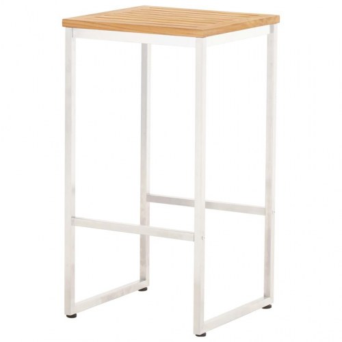 Barstole 2 stk. massivt teak og rustfrit stål