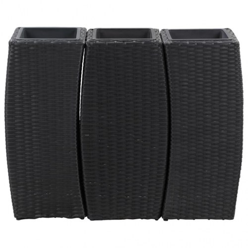 Hævede plantekasser 3 stk. polyrattan sort