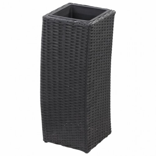 Hævede plantekasser 3 stk. polyrattan sort