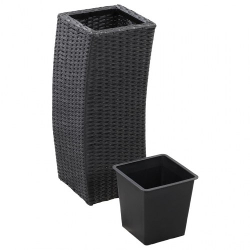 Hævede plantekasser 3 stk. polyrattan sort