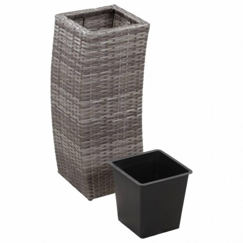 Forhøjede plantekrukker 3 stk. polyrattan grå