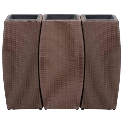 Plantekrukker 3 stk. polyrattan brun