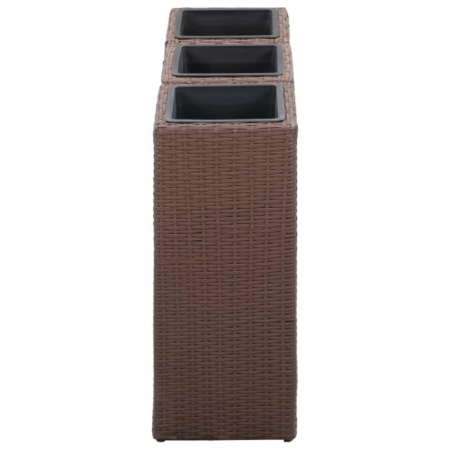 Plantekrukker 3 stk. polyrattan brun