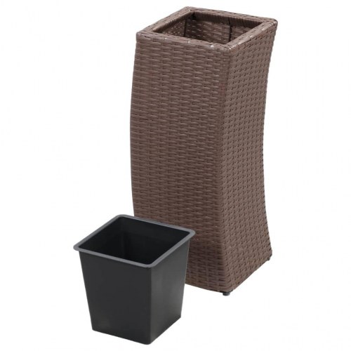 Plantekrukker 3 stk. polyrattan brun