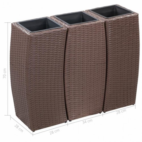Plantekrukker 3 stk. polyrattan brun