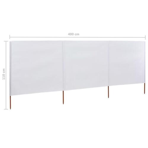 3-panels læsejl 400x80 cm stof sandhvid
