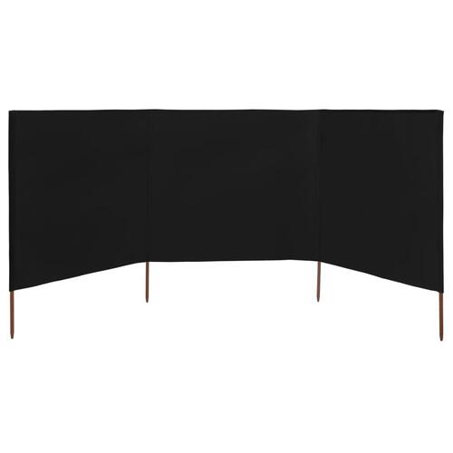 3-panels læsejl 400x120 cm stof sort