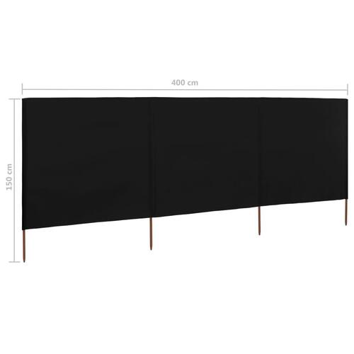 3-panels læsejl 400x120 cm stof sort