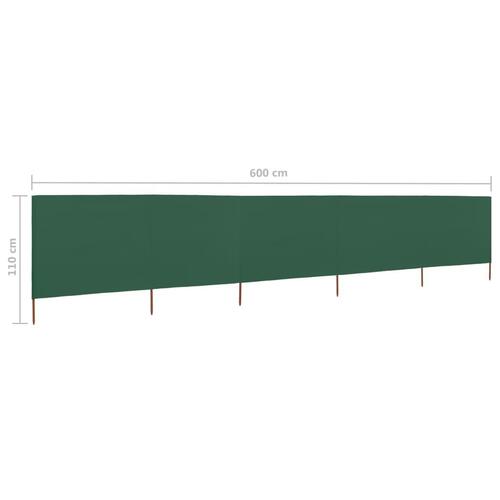 5-panels læsejl 600x80 cm stof grøn