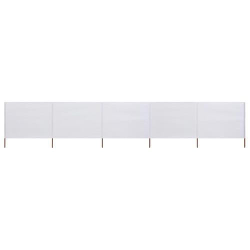 5-panels læsejl 600x120 cm stof sandhvid
