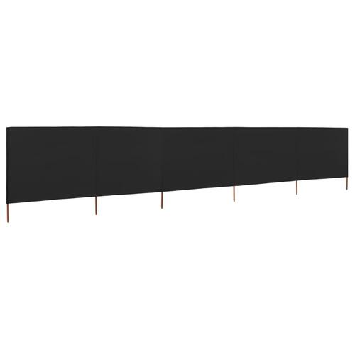 5-panels læsejl 600x120 cm stof sort
