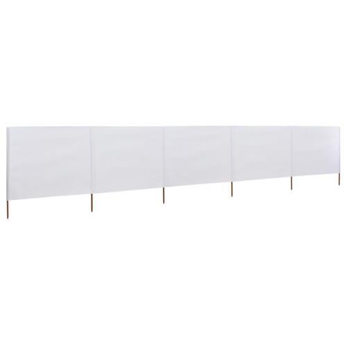 5-panels læsejl 600x160 cm stof sandhvid